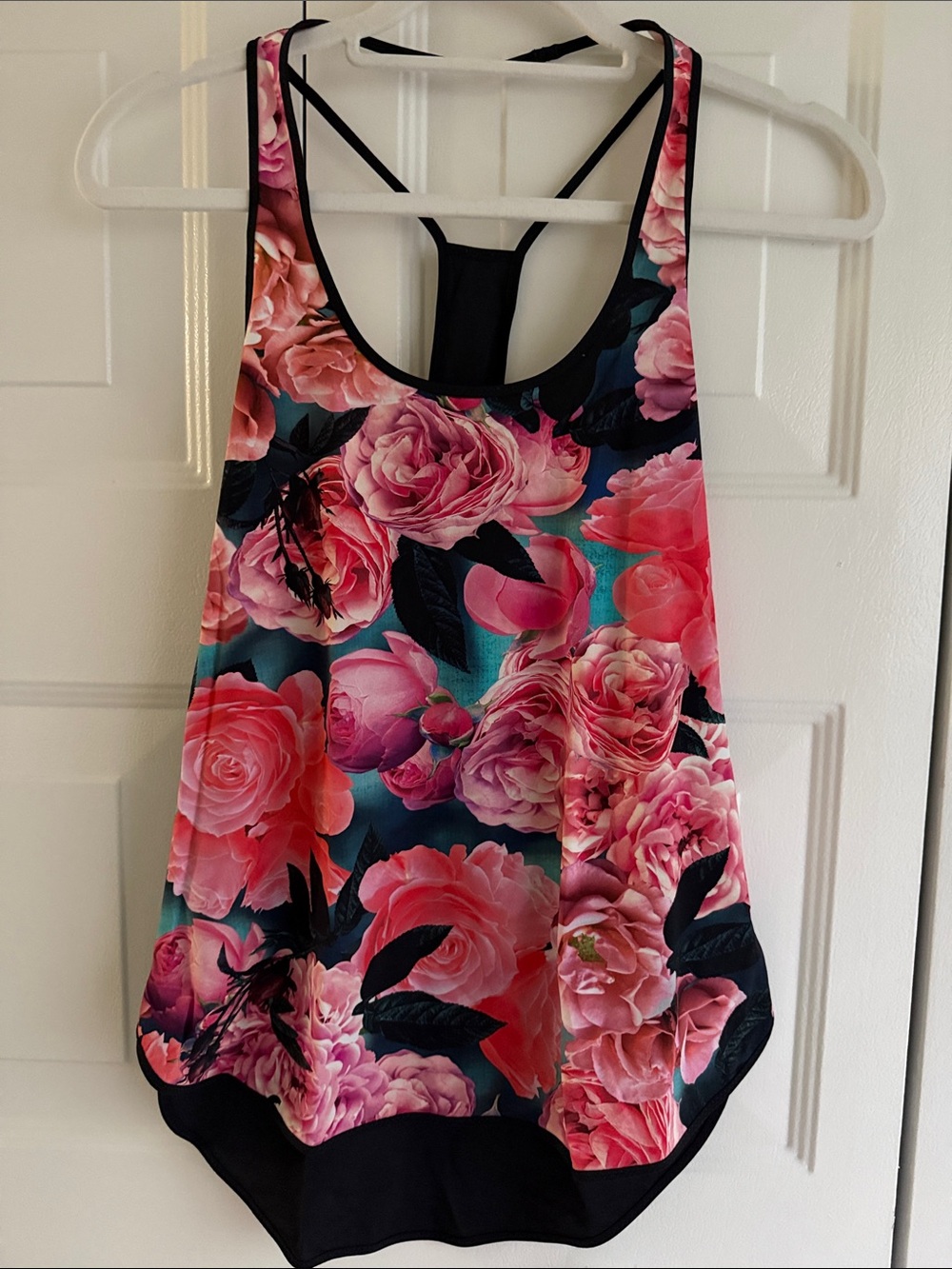 lululemon athletica Pink Floral Racerback Tank Top Coastal Tank Secret Garden